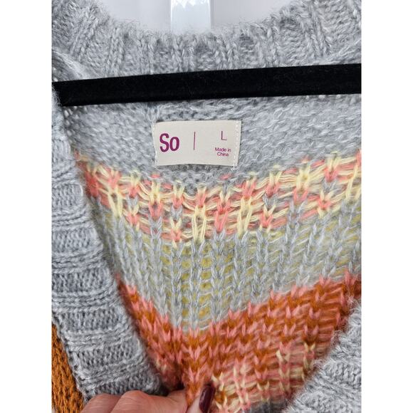 So Women's Aztec V-neck Button Up Long Sleeve 100% Acrylic Cardigan Size L - Picture 2 of 4